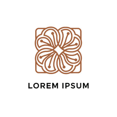 Ornamental Floral Line Art Logo