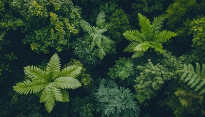 Fototapeta premium Aerial view of a lush sustainable forest nature landscape greenery abundance serene environment eco-friendly concept