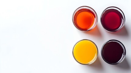 three glass of colorful organic vegan vegetable