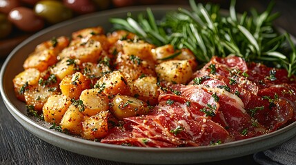 Delicious Assorted Charcuterie with Herb-Infused Potato Bites