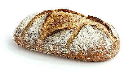 A loaf of rustic artisan bread with a crusty