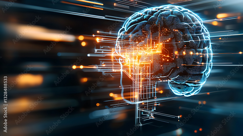 Poster dynamic neural network visualization digital realm 3d art futuristic environment close-up view techn