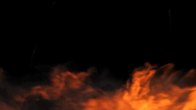 animation burning fire on black background.hot red flame background for dramatic visual