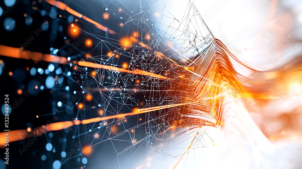 Poster dynamic energy flow abstract space digital art high-tech environment close-up view visualization con