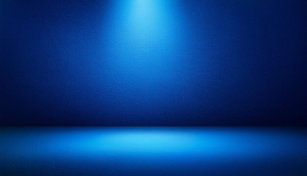 Blue spotlight background in a studio with gradient and texture.