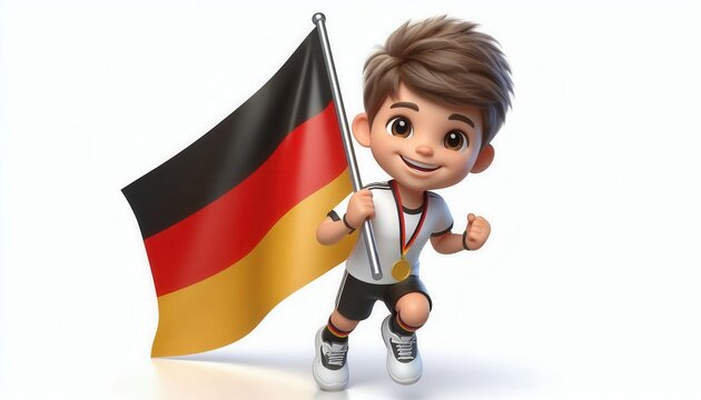 Celebrating victory young athlete with german flag sports event fun environment joyful viewpoint