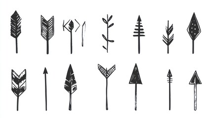 Tribal Arrows Design Elements White Background