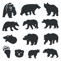 Bear silhouettes on the white background