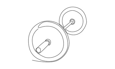 continuous line of barbell workout illustration