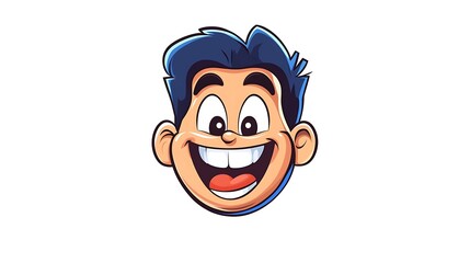 Obraz premium Happy Cartoon Boy Head, Vibrant Digital Illustration AI Generated
