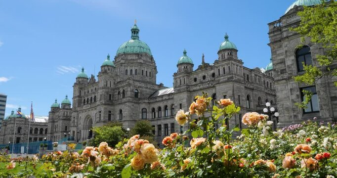 Beautiful architecture of the Parliament Buildings.Summertime in Victoria, Canada.