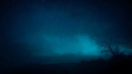 Fototapeta premium Eerie Nightscape: Dramatic Night Sky with Mysterious Clouds and Moonlit Tranquility