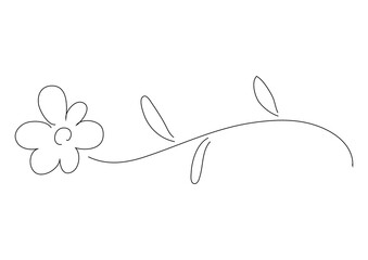 手描きのシンプルな花の線画イラスト