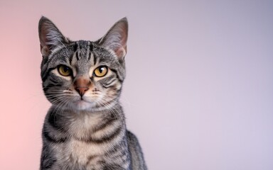 Obraz premium Pet Influencer, Close-up tabby cat indoor portrait