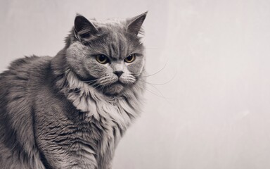 Pet Influencer, Gray cat portrait indoor studio