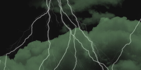 Mountainous Cumulus Clouds Boiling in the Summer Sky. White cloudiness, mist or smog overlay backgrounds. Wide sky and clouds dark tone. Dark cloud at evening sky with thunder bolt.