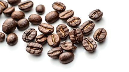 Roasted coffee beans isolated on white