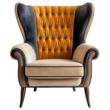 recommend clip art: Armchair Clipart, Luxurious wingback chair with contrast piping and tufted upholstery