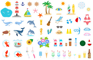 夏素材のイラストセット