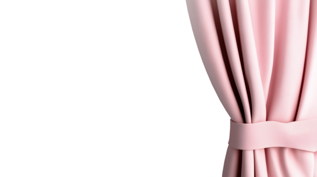 A pink theatre curtain mock up isolated on white background, transparent, png. 