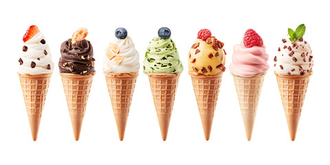 Pack Gelato Set in Different Poses Against Transparent Background for Dessert Branding, Ice Cream Parlors, or Food Illustrations