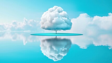 Cloudy Reflections Calm lake reflecting the cloudy sky above, creating a serene and peaceful image.