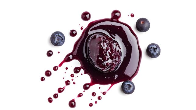 Blueberry jam drizzle isolated on white