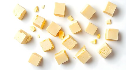 Butter cubes seen from above separated