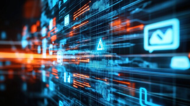 Digital data flow information technology innovations virtual environment graphic visualization data analysis concept