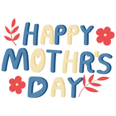 happy mother day text lettering color illustration