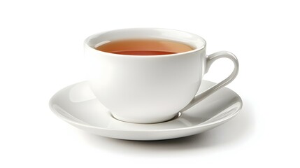 English teacup with saucer isolated on white