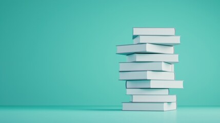 Minimalist Stack of Books A stack of books with blank covers, offering a clean canvas for customization and branding purposes.