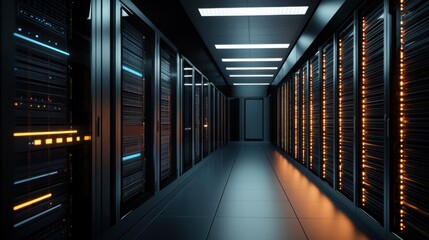 Dark Corridor of Servers in a Modern Data Center