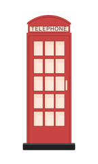 English telephone box in flat style. Hand drawn vector art.