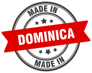 Made in Dominica round sign. Made in Dominica stamp.