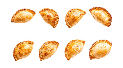 Pack Empanadas Set in Different Poses Against Transparent Background for Latin Cuisine, Food Menus, or Restaurant Branding
