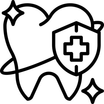 healthy tooth with shield icon clip art preview