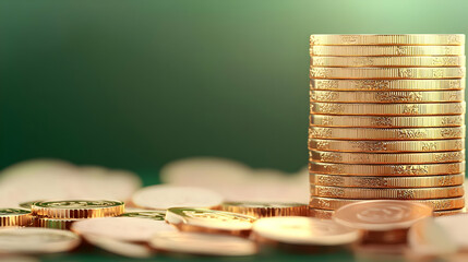 Stacked Coins with Soft Focus Background for Financial Concepts