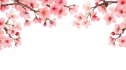 Delicate Cherry Blossom Branches on White Background for Spring Aesthetic