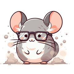 Fototapeta premium Mouse with nerdy glasses in academic setting. Vector illustration perfect for educational programs and intellectual character design.