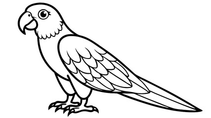 Fototapeta premium A Charming Parrot Ready For A Playful Adventure, Depicted In A Simple Black And White Line Drawing Style