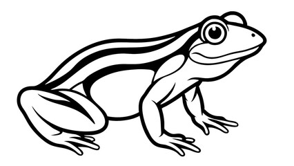 Fototapeta premium A Cheerful Frog Perched Playfully, Showcasing Its Striped Back In A Bold, Simple Line Drawing Style