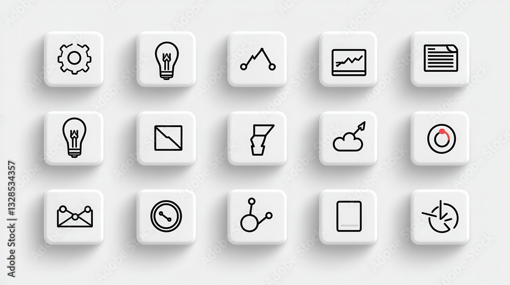 Poster a collection of elegant and minimalist outline icons featuring simple smooth lines and clean modern 