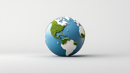 Fototapeta premium 3D Render: Lush Green Earth Model Against a Neutral Background AI Generated