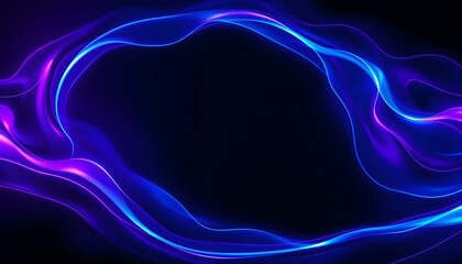 Obraz premium Abstract Blue and Purple Glowing Waves on Black Background
