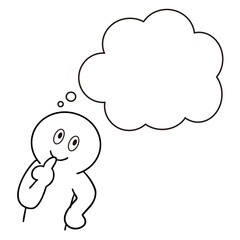 いいアイデアが浮かんだ棒人間　吹き出し
