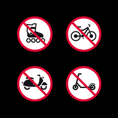 Prohibited signs, forbidden round stickers set, vector icons.