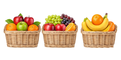 Baskets of Bounty: A Rustic Collection of Fresh Fruits
