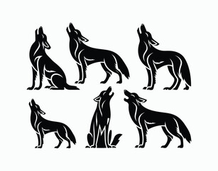 Fototapeta premium Howling Coyote Silhouette EPS Vector Illustration