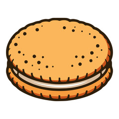 biscuit cream sweet snack food yummy flat color vector illustration template design